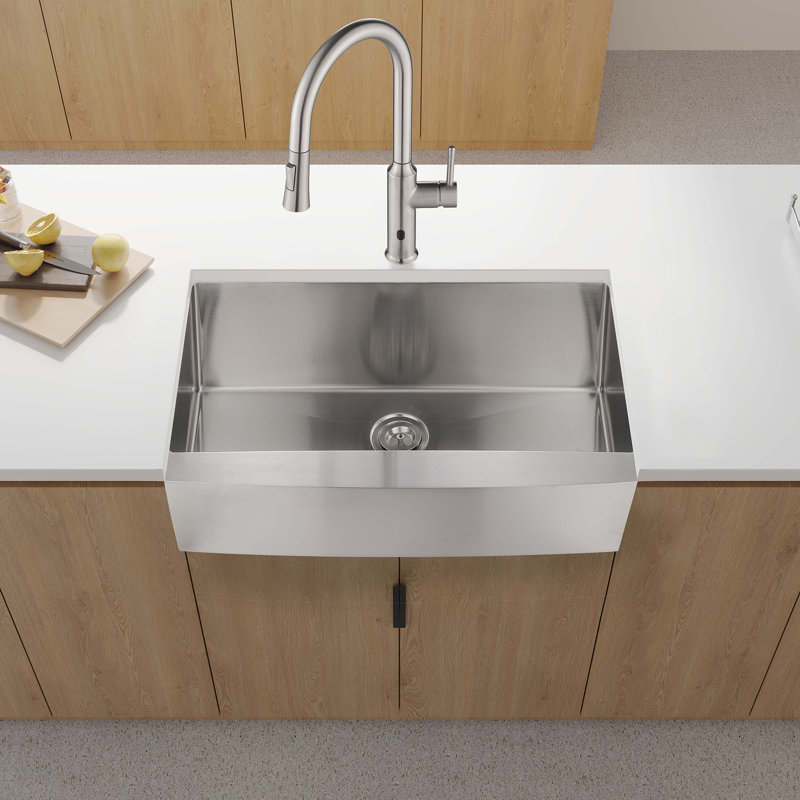 33" x 21" x 10" Brushed Nickel Stainless Steel Farmhouse Kitchen Sink