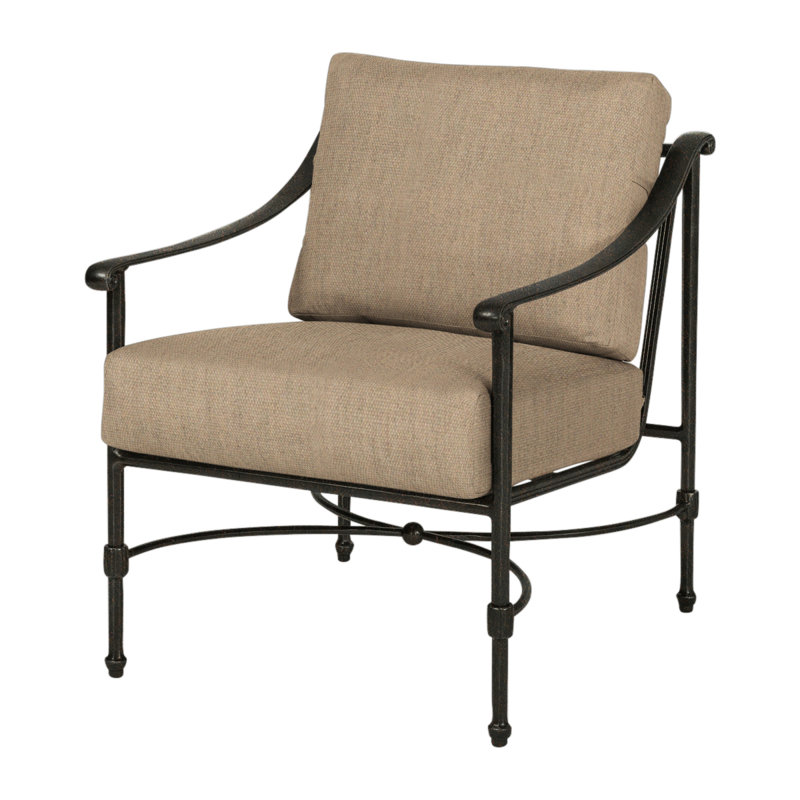 Morro Bay Outdoor Lounge Chair, Canvas Heather Beige Sunbrella® Canvas, Midnight Gold