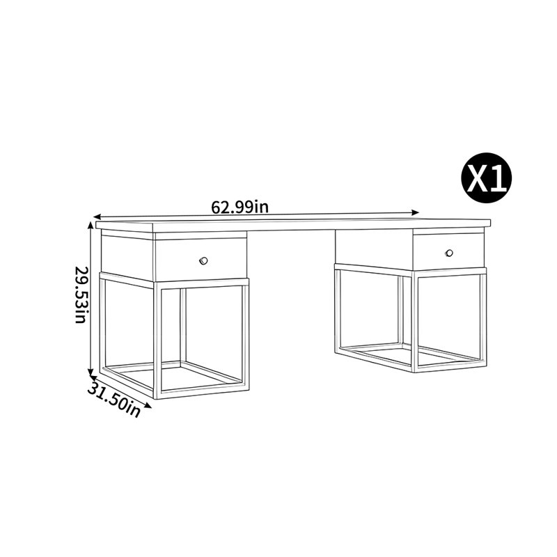 Nouveau bureau classique de style chinois, H 29,53 po x l 62,99 po x P 31,5 po