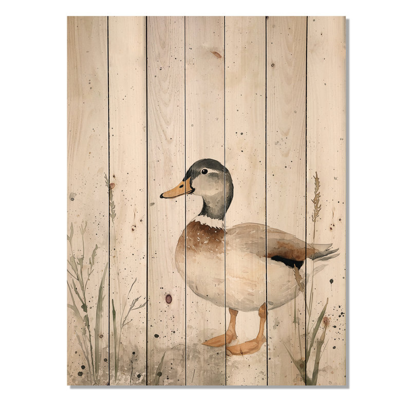 «Waddling Feet», art mural moderne sur bois de pin naturel, H 32 po x l 24 po
