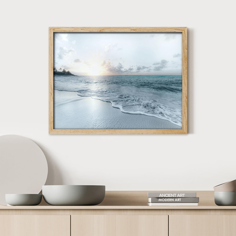 «Sunrise Duotone Blue Orange Ocean Wave Beach Shore Nautical Marine Life» sur papier, Naturel, H 8 po x l 10 po