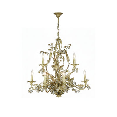 Lustre vert clair 9 lumières avec détails en cristal transparent