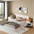 Wooden Floating Platform Bed With Led Lights And Built-in Nightstands-2113322786-2113322785
