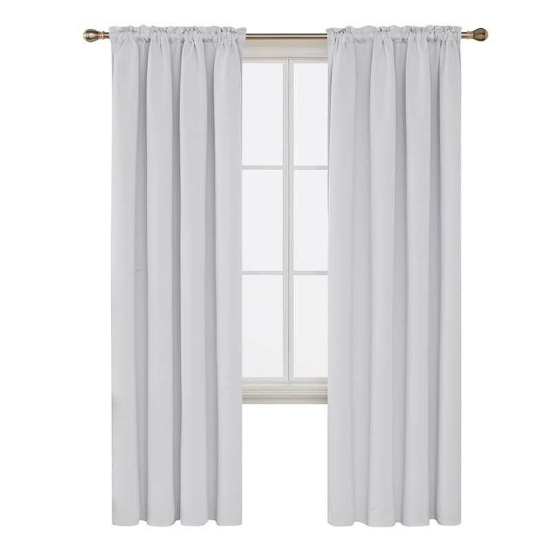 Andreea Blackout Curtain Pair, 132 W x 242 D cm, Greyish White