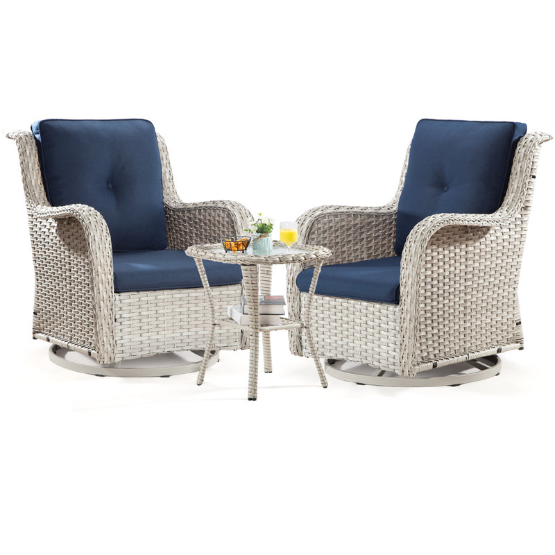 Ensemble bistro pour l'extérieur avec coussins 20,00 po L 2 personnes Behrend Square, Bleu