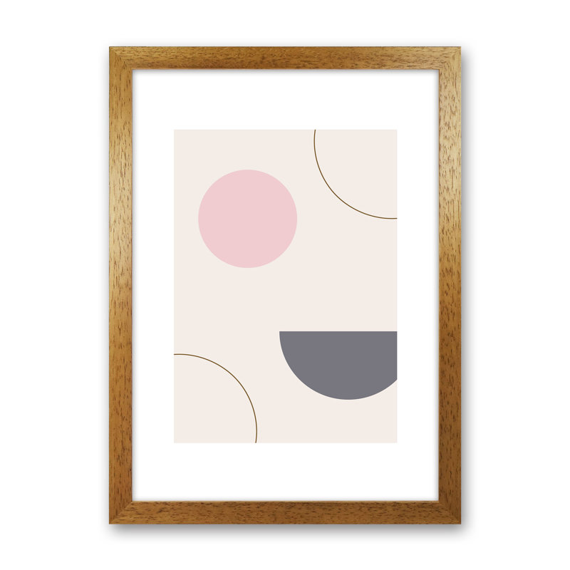 Mila Pink Abstract N23 by Pixy Paper - Print, Oak Framed, 84cm H x 59.4cm W x 3cm D