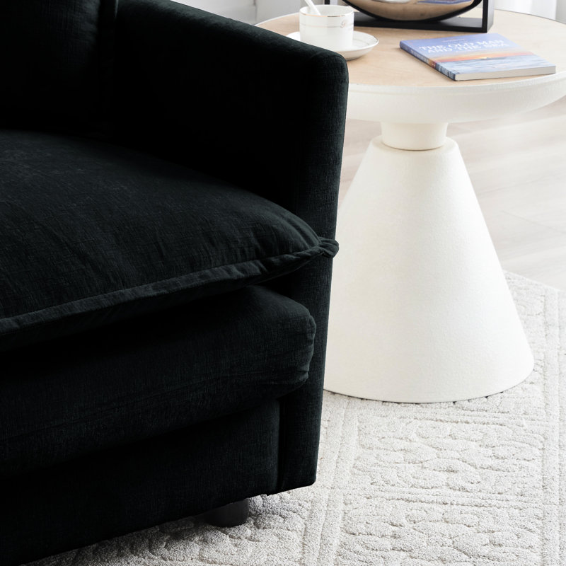 Canapé modulaire extra profond, 3 pièces pour le salon, canapé moderne surdimensionné avec siège et chenille noire simple, canapé confort à long terme, pièce, longue durée