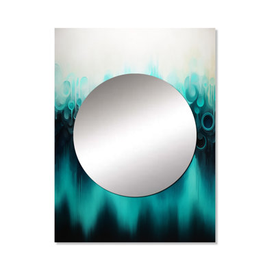 Akanthou Blue and black Ripple abstract medley I - Abstract Unique Wall Mirror, Modern Mirror, Printed Metal Art
