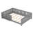Full bed with built-in bookshelf and high-quality safety guardrail,Gray-701980666-701980646