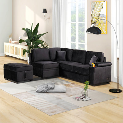 Perse 87.3'' Velvet Sleeper Sofa