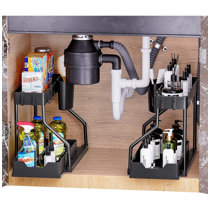 2 Pack Double Sliding Under Sink Organizers and Storage, Two Tier Bathroom  New