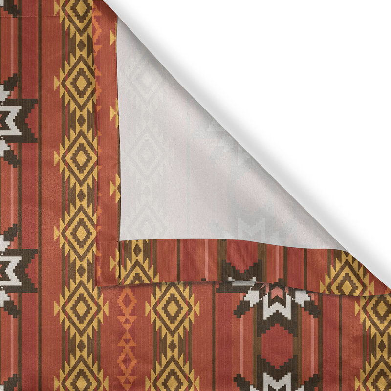 Rustic curtain, traditional motif, orange, yellow and white