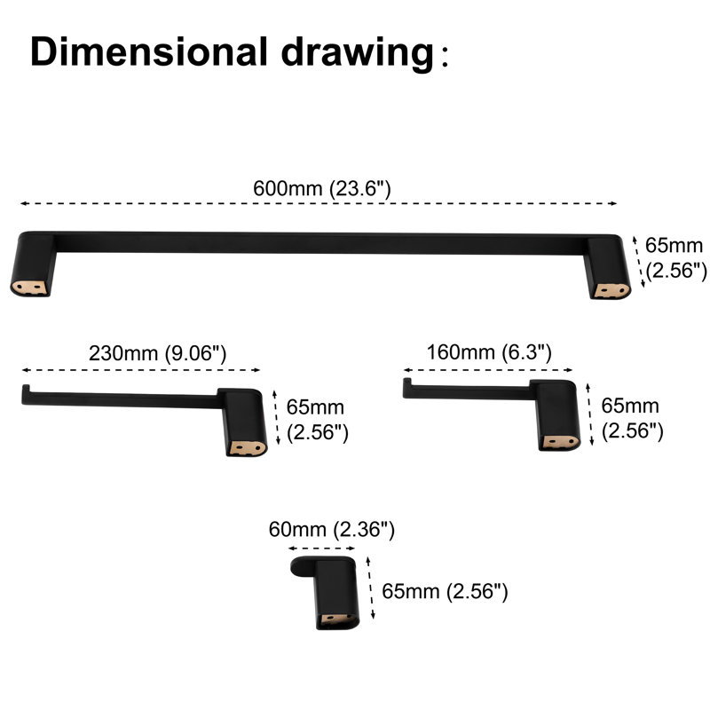 4 - Piece Bathroom Hardware Set, Matte Black