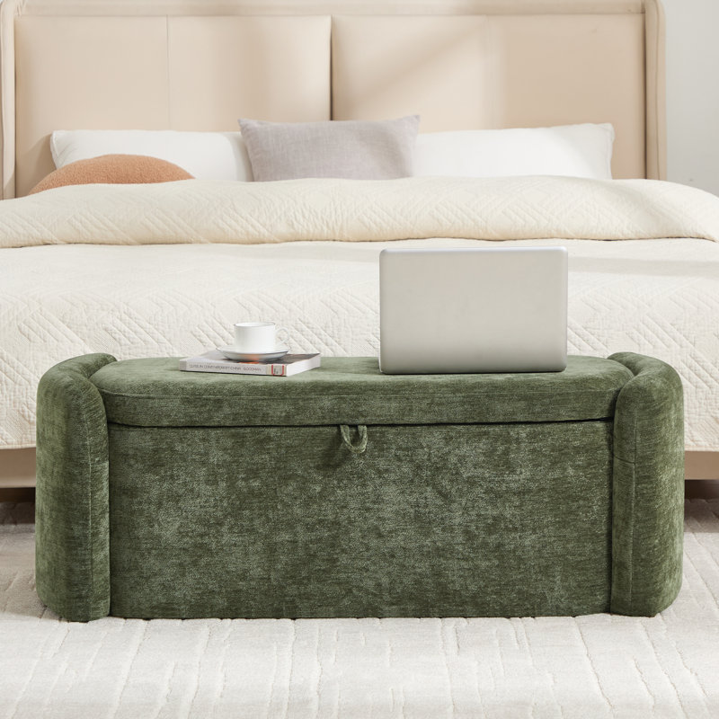 Banc de rangement avec repose-pieds et espace de rangement pour petits espaces, Vert