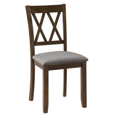 4 - Piece, Walnut Dining Chair , Padded Seat, Cross Back Design, Non Slip Feet, And Relaxing Spaces Room Decor