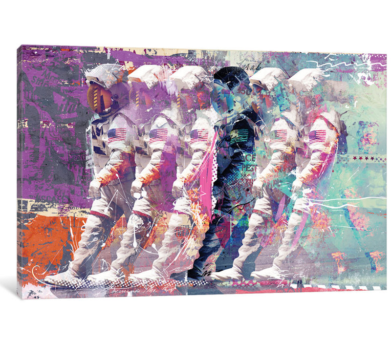 «Astronauts» par Teis Albers - Estampe numérique sur toile tendue avec châssis, H 18 po x l 26 po x P 1,5 po, Toile tendue