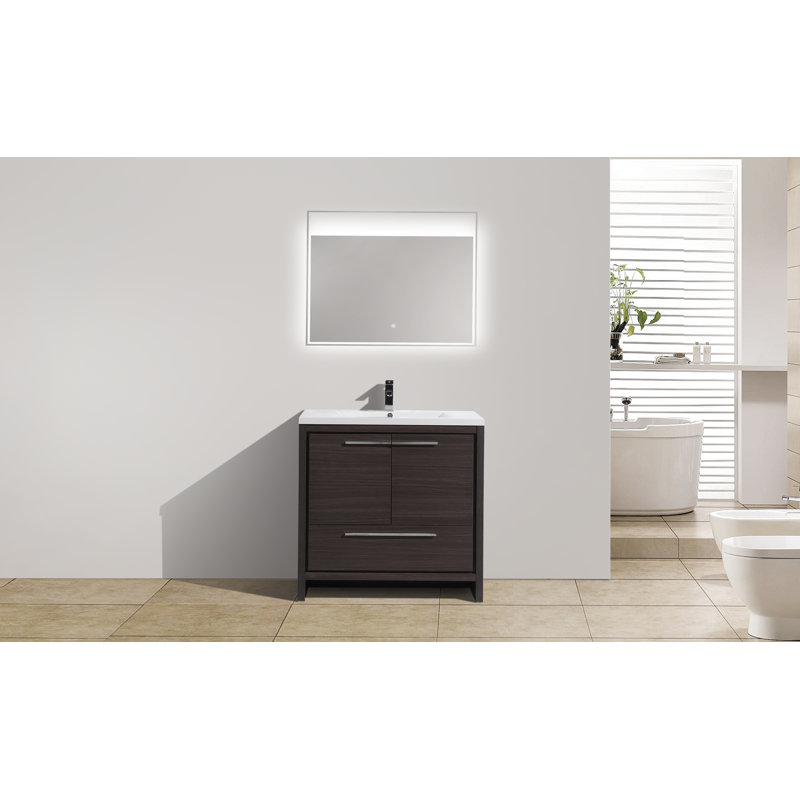 Base de meuble-lavabo simple 36 po seulement, Chêne gris foncé