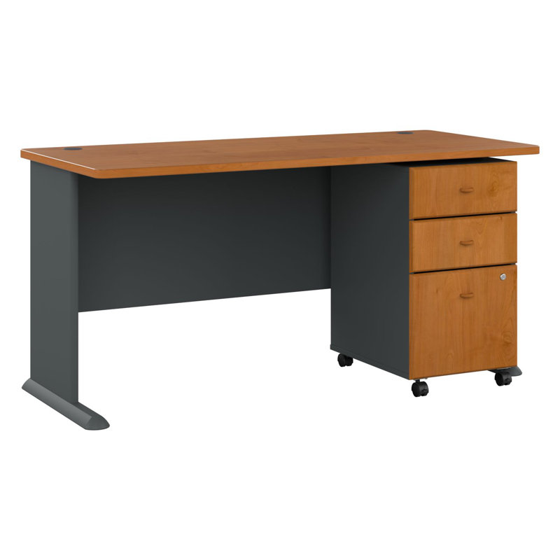 Series A Computer Desk, Cherry/Slate, 30" H x 60" W x 27" D
