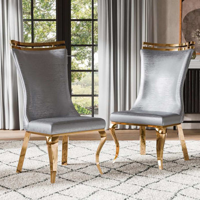 25.6" W Glam Side Chair (2/CTN), Gold/Silver
