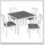 Ensemble de table de salle à manger 5 pièces avec 4 chaises, ensemble de table de salle à manger moderne en bois pour 4 personnes, ensemble de table de salle à manger pour 4 personnes pour petite place, cuisine, salle à manger, deux tons gris et blanc