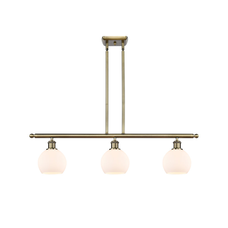 Cindi 3 - Light Kitchen Island Pendant, Antique Brass, Matte White