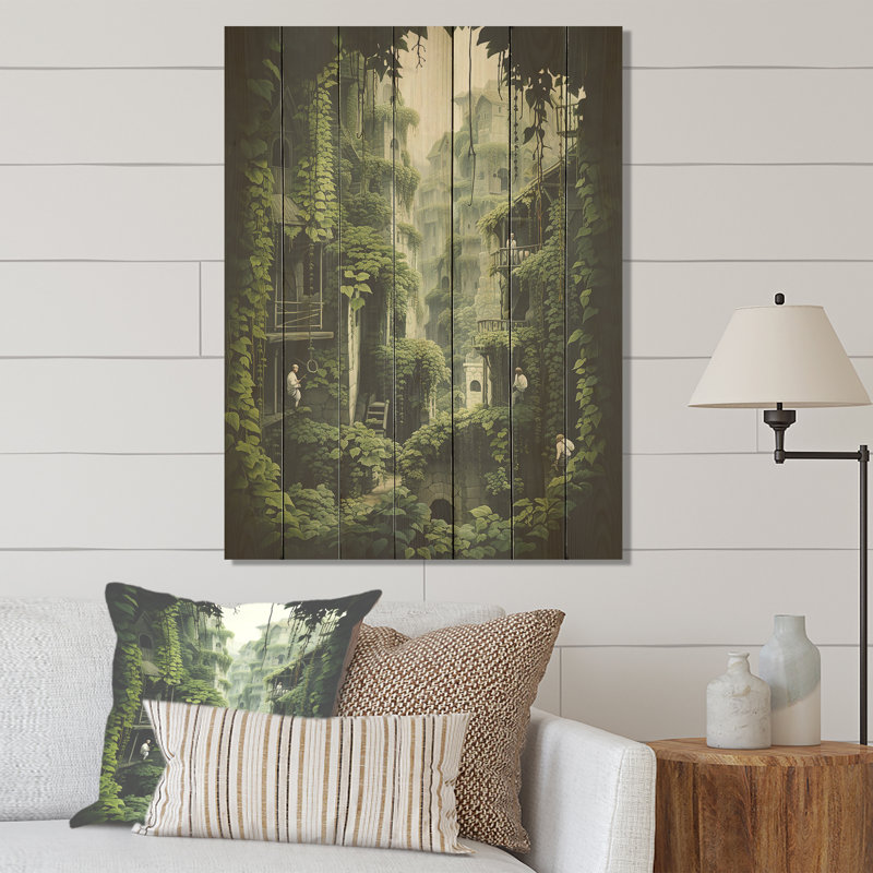 Château caché de la forêt dévoilée II - Forêt sur bois, H 40 po x l 30 po