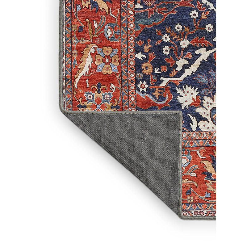 Tapis rouge / bleu / ivoire, Rectangle 7 pi x 9 pi