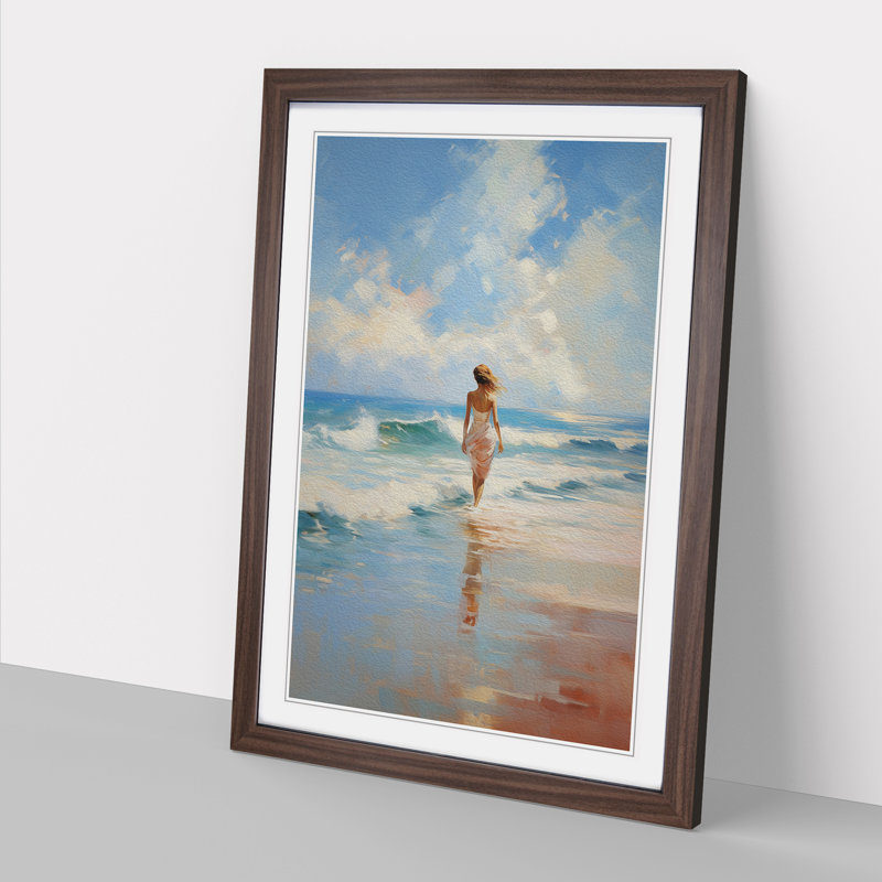 Single Picture Frame Print on Wood, 64cm H x 46cm W, Walnut Framed