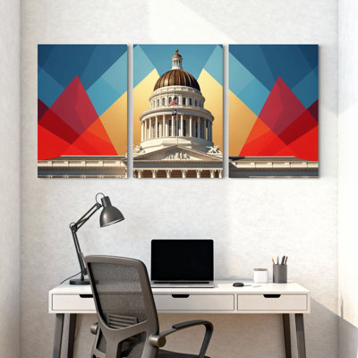Ensemble de 3 reproductions d'art mural sur toile "Capitol State State" par cités et pays