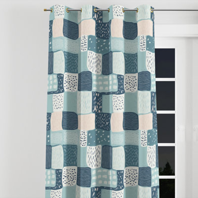 Coastal Blackout Curtains - Blue Ocean Quilt Grommet Curtain - 1 Panel