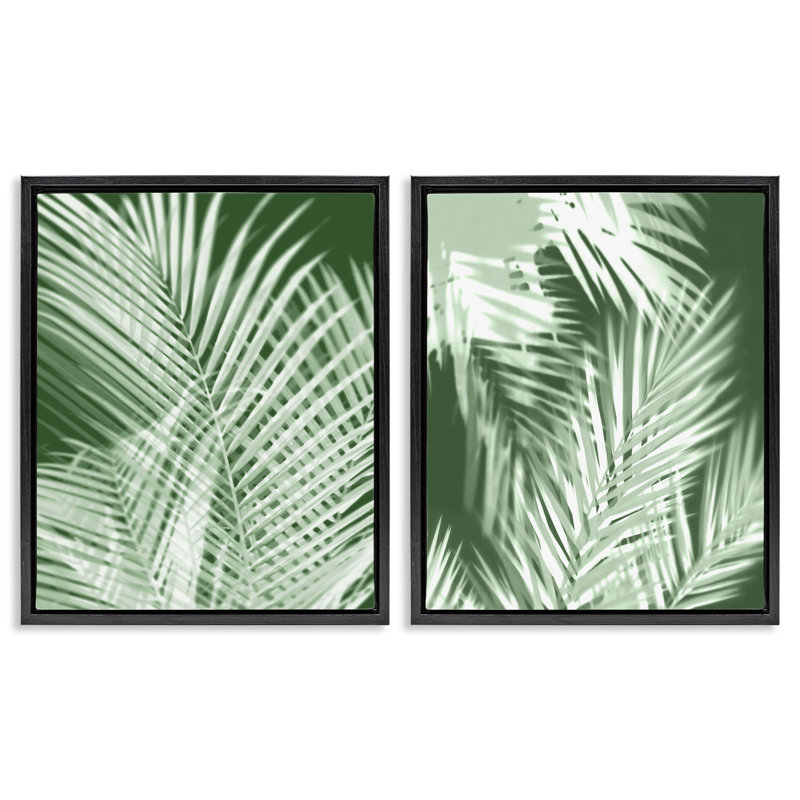 Ensemble de 2 toiles flottantes encadrées "Palmier vert flou" par Melonie Miller, H 31 po x l 25 po