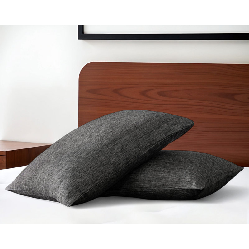 Set of Two Onyx Linen Pillowcases