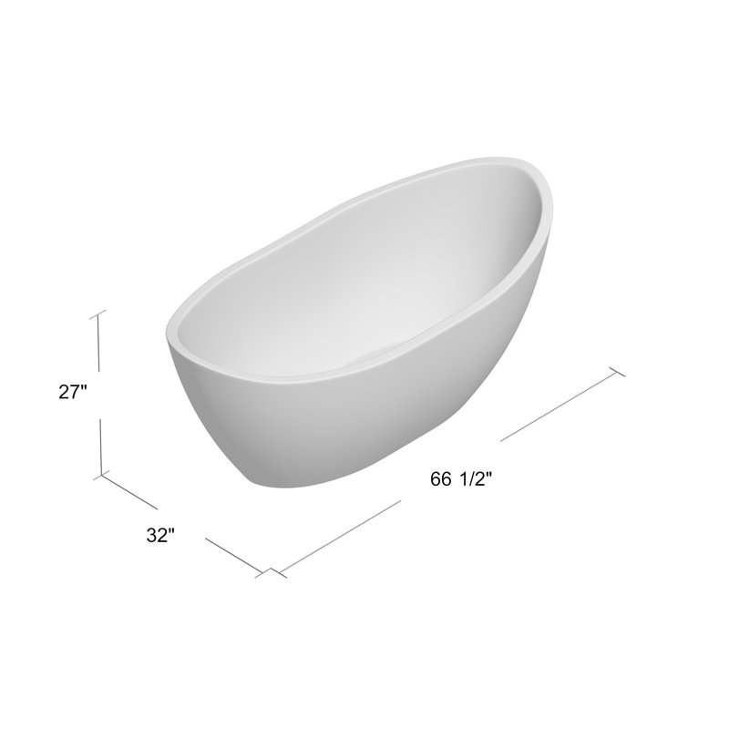 Opalo 67'' x 32'' Soaking Acrylic Bathtub