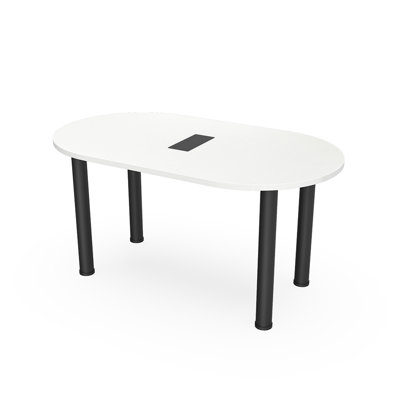 Table de conférence Racetrack avec puissance et données avec pieds en poteau argenté