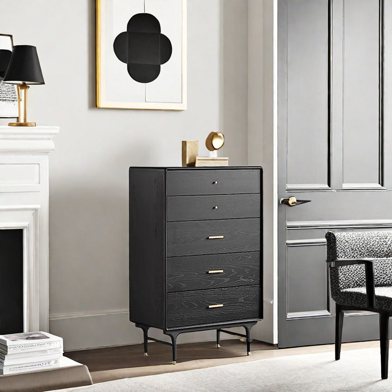 Modern Simple Tall Accent Cabinet Accent Chest, Black