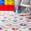 Tapis rose / ivoire à poil long à motif de treillis à losanges bohème Abramson-1469160740