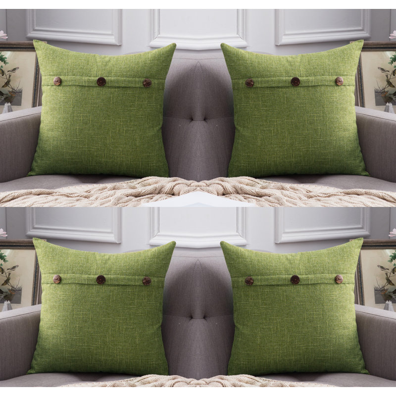 Buttons Chenille Throw Pillow, Apple Green