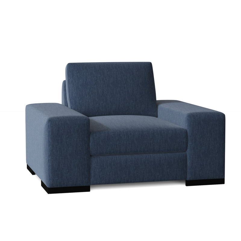 Harrison Upholstered Club Chair, Key Denim, Black, Medium