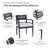5-Piece Outdoor Pedestal Dining Set, 44" Rounded Square Sintered Stone Table With Flared Base And 4 Armchairs, Sunbrella Cushions, Rust-Free Aluminum, Weather-Resistant, For Patio Or Deck