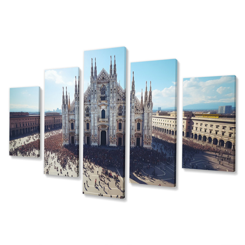 Italie, cathédrale de Milan, Duomo, art mural sur toile, Italie, 5 panneaux
