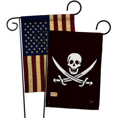 Ensemble de drapeaux de jardin 2 faces h 18,5 po x l 13 po calico jack rackham