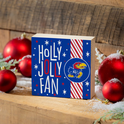University of Kansas 6" Holiday Wood Plock Wall Sign
