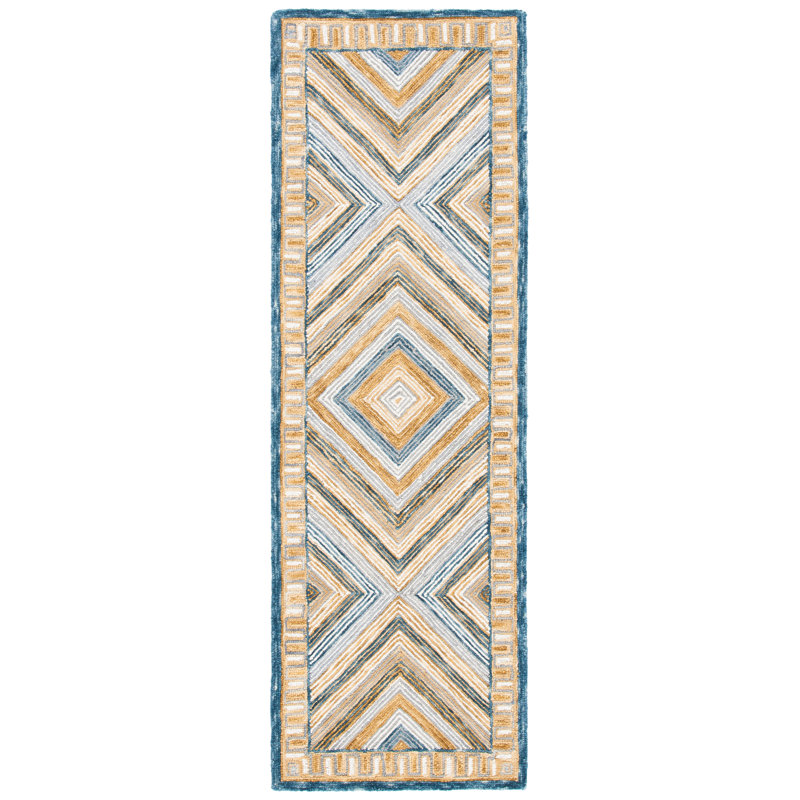 Seidl Hand Tufted Geometric Indoor/Outdoor Rug, Runner 2'3" x 11'