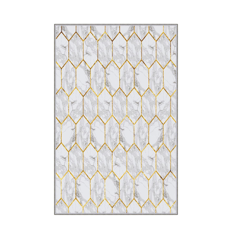 Soft Hall Carpet 2.6 x 4.9 Feet | 100% Polyester, 0.04 in Pile Height | Antibacterial, Non-Slip Underside | Woven with 3D Digital Printing | Machine Washable | Durable & Stylish for Entryways & Living Rooms