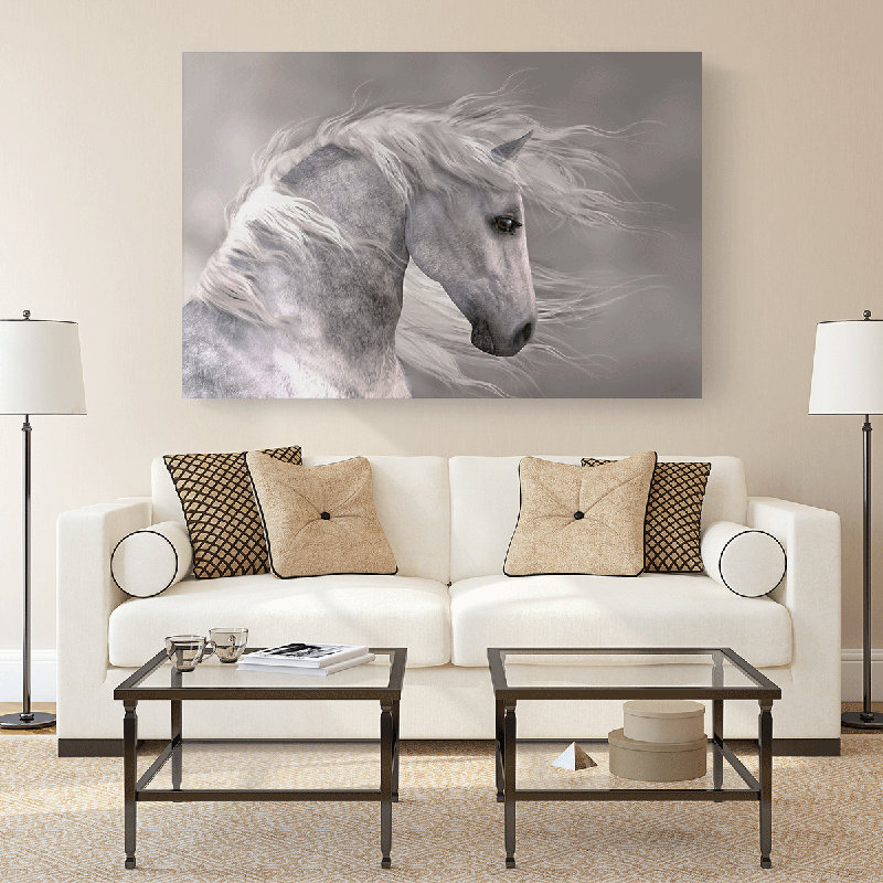 The Majestic White Stallion Canvas Print 48 x 32 x 1.5"