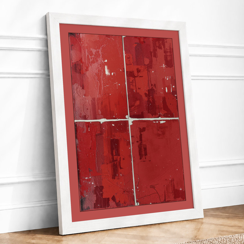 Four Red Fragments Industrial - Framed Print, A2 - 59.4 x 42.0 cm, White