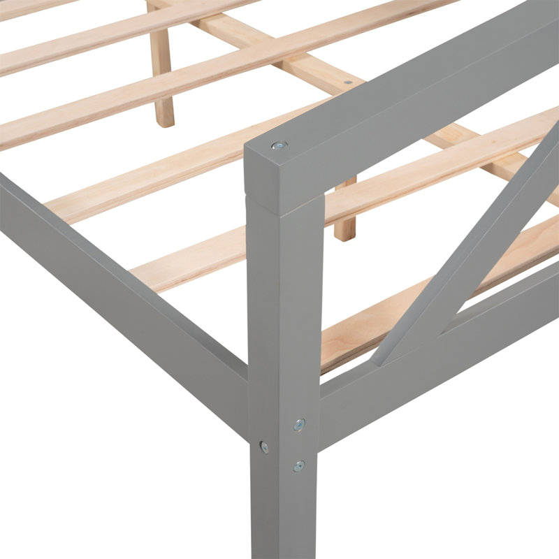 Lit de jour en bois, Double, Gris