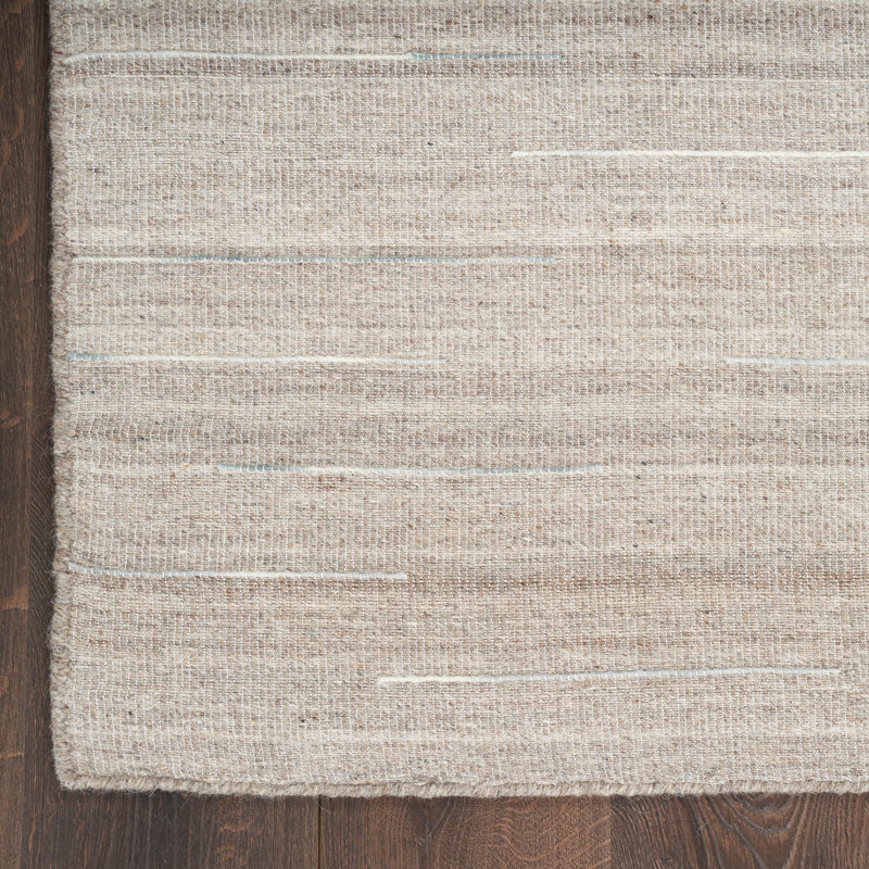 Anerinda Solid Hand Loomed Wool/Cotton Area Rug in Gray, Rectangle 5'3" x 7'5"