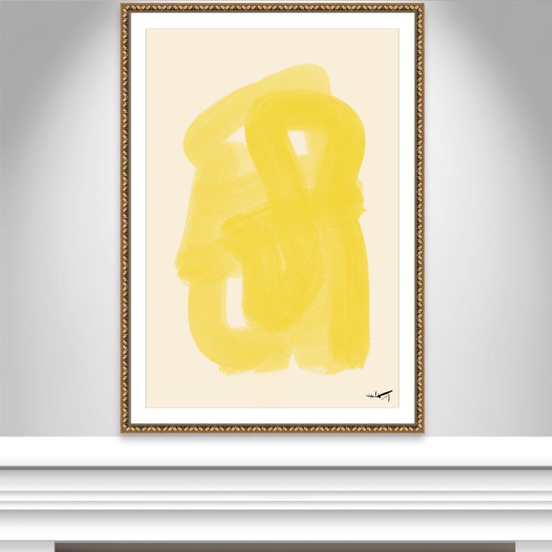 «Matin Dete Print» par N.Atelier, H 54,5 po x l 38,5 po x P 1,125 po, Reproduction encadrée de perles dorées avec pass