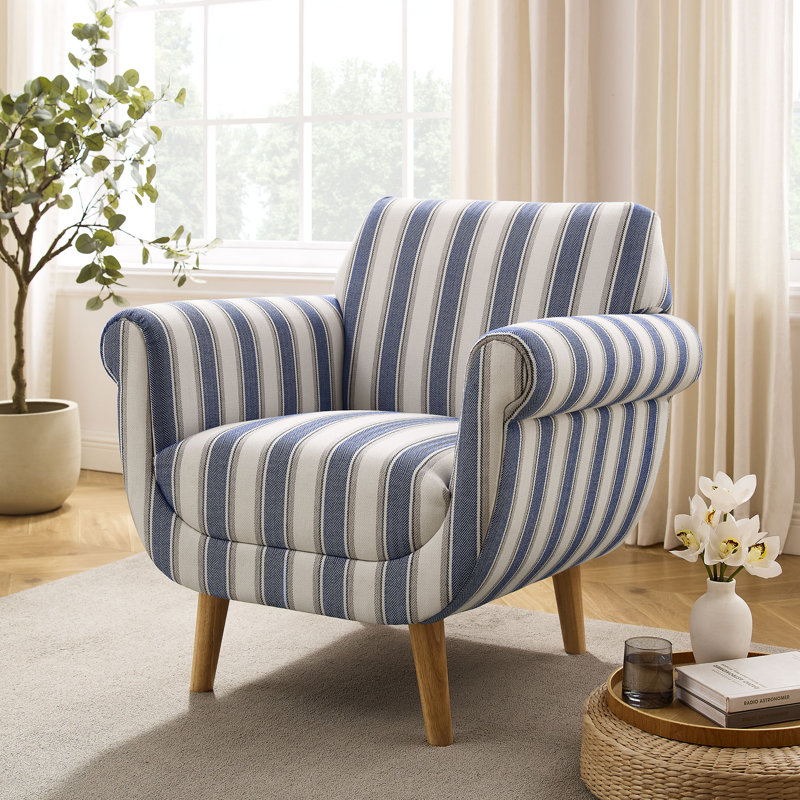 29.92In Linend Fabric Accent Chair, Navy Blue Linen